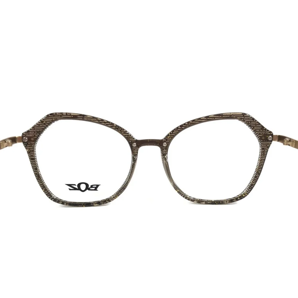 BOZ Eyeglasses Frames IXELLE 0020 Brown Blue Striped Matte Gold 53-18-135